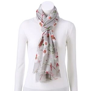 NWT Apt. 9 Winter Floral Pashmina Scarf Fringe Lightweight